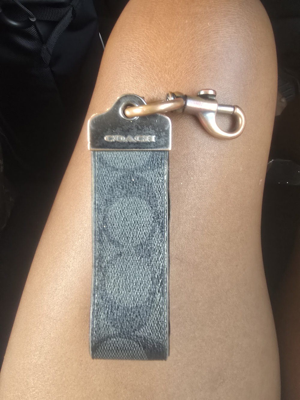 Coach key Holder in Black & Grey